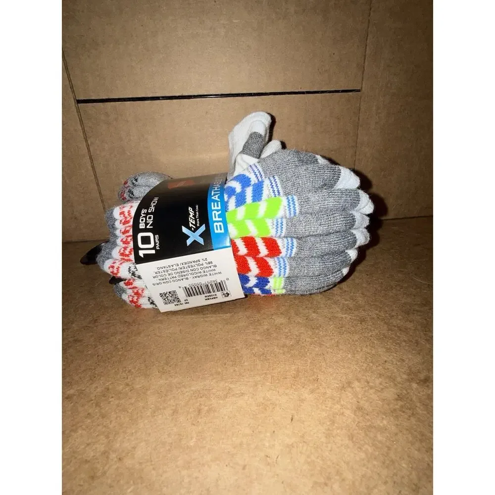 Hanes Boys Extreme Value No Show Socks, 10 Pack Multi-Color Medium size 9-2.5